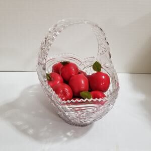vintage crystal basket of apples very heavy glass basket